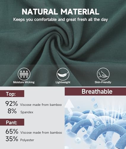 BAMBOO COOL Mens Plaid Pajamas Set Soft Sleepwear Long Sleeve Shirts and Woven Pants Lightweight Loungewear Pjs with Pockets2