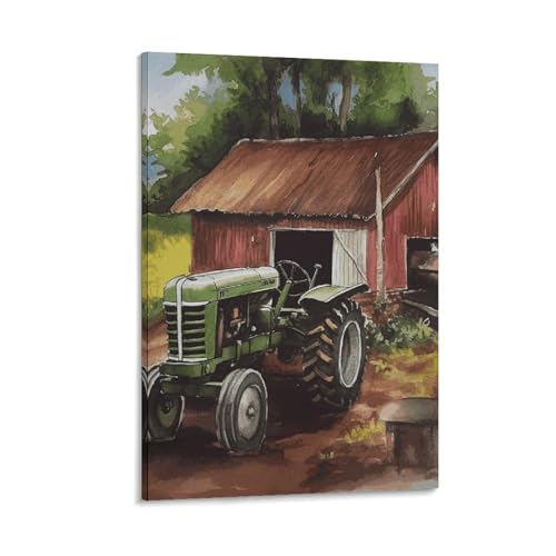 Peinture sur toile tracteur agricole : œuvre murale d'exception pour salon moderne