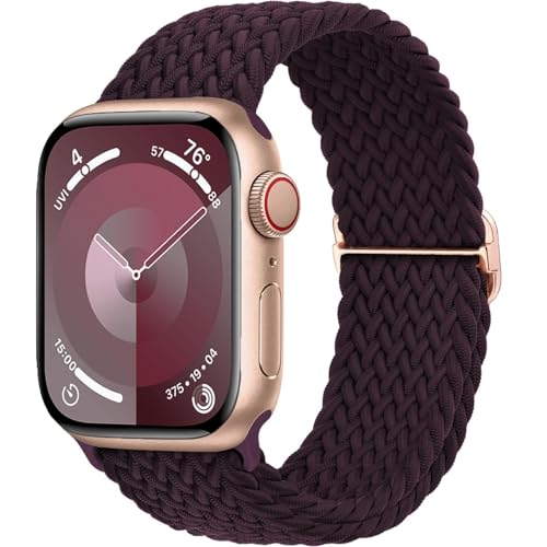 Braided Solo Loop for Apple Watch Bands 40mm 42mm 41mm 46mm 44mm 45mm 38mm 42mm Ultra/3 49 Women/Men,Stretchy Elastic Sport Nylon Strap for iWatch Series 11/10/9/8/7/6 5/4/3/SE/2nd 44 40 45 41 46 42