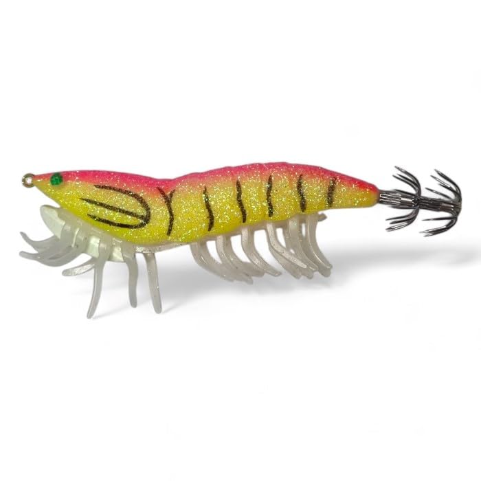 Squid Fishing Lure Prawn Shrimp | With Rattle Luminous Legs | 11.5cm / 22g| FISHIN ADDICT (SUNRISE)