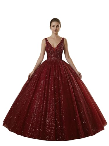 Image of Women's Beading Sweetheart Ball Gown Tulle Layed Long Quinceanera Dress