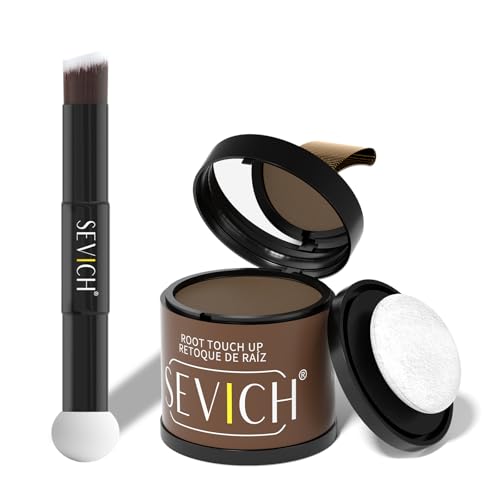Image of Sevich Hairline Powder 10g with Brush, Instantly Conceals Hair Loss & Thinning & Gray, 48H Waterproof Root Touch Up Powder, Natural Hair Shadow Toppers for Women & Men, 1 Box = 2.5 Boxes,Med Brown