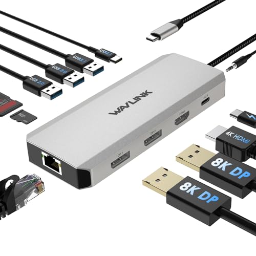 Amazon | WAVLINK 【 3画面モード出力8KDP*2+4KHDMI】12-in-1USB