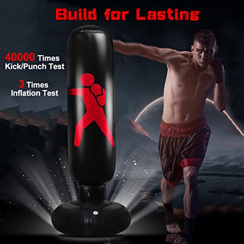 63Inch Christmas Inflatable Punching Bag for Kids, Punching Bag Freestanding Boxing Bag Fitness Punching Bag MMA Tumbler Sandbag for Karate, Taekwondo, Decompression Kick Speed Training (Boxing) - Thumbnail 3