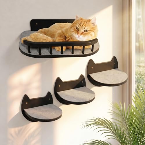 BUOGA Cat Wall Shelves with 3 Steps
