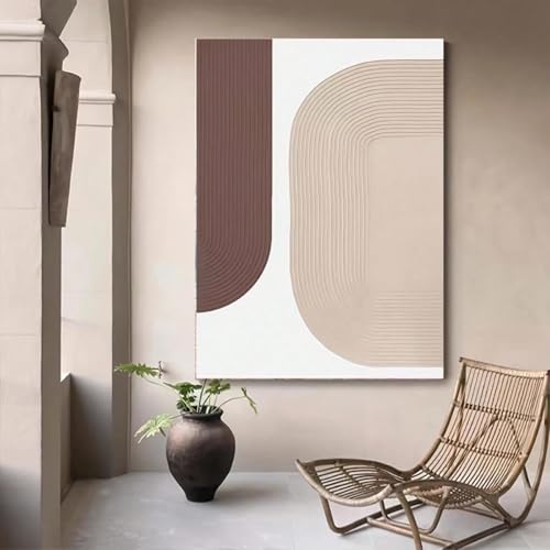 Cuadro minimalista con textura en lienzo vertical para dar calidez a tu pared