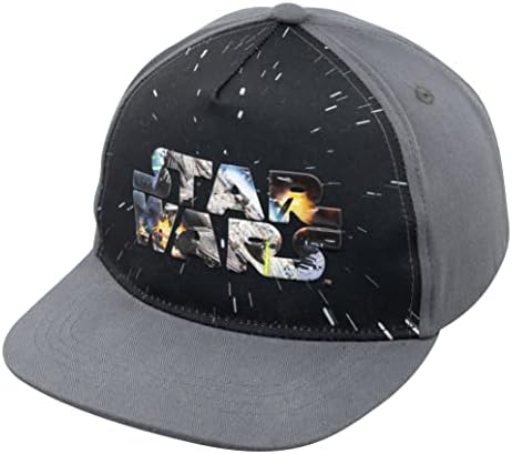 Star Wars Classic Embroidered Logo Flatbrim Baseball Cap Hat, Boys Youth, Black & Red