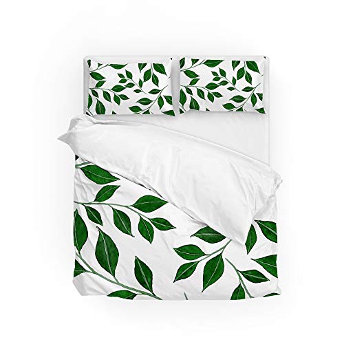 Parure de lit polyester durable contre usure housse couette feuilles vert vif - 2