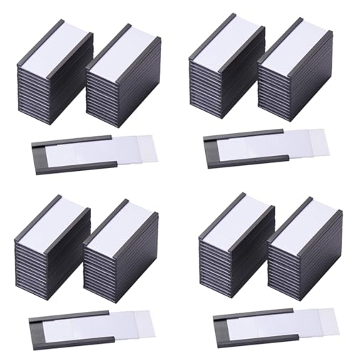 Porte-étiquettes magnétiques 1x2 pouces avec protecteur plastique pour étagère métal x200