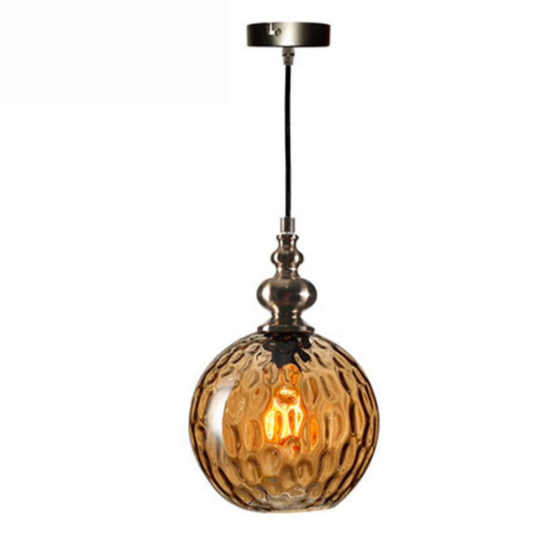 HUAYUSEDF Vintage Pendant Lights Glass Lampshade Modern Hanging Lamps Adjustable Height Lighting for Bedroom Kitchen Island Dining Room Living Loft (Transparent,S(20cm))(Amber,S(20cm))