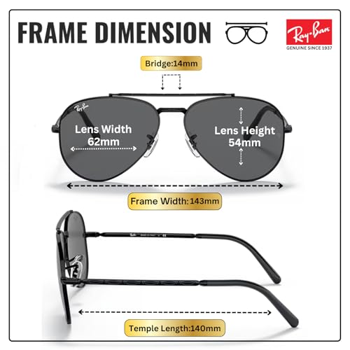 Image of Ray-Ban RB3625 NEW AVIATOR Pilot Shaped Sunglasses for Men & Women with Official RAYBAN Eyewear Kit