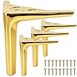 WRINGKIT Set of 4 Legs for Furniture, 6 Inch Brushed Gold Furniture Legs, DIY Replacement Sofa Legs Feet, Modern Triangle Metal Table Legs for Cabinet Cupboard Couch Chair Dresser Risers