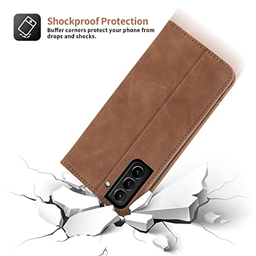 COCOMC Capa Samsung Galaxy S21 Plus Case Flip Kickstand Suporte para 5 Cartões Carteira de Couro de