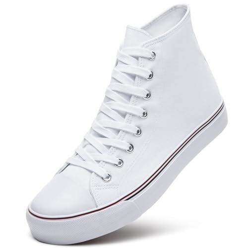 ZGR Men's High Top Canvas Sneakers Lace Up Classic Walking Shoes White US10 by ZGR - Used condition - US$20.67