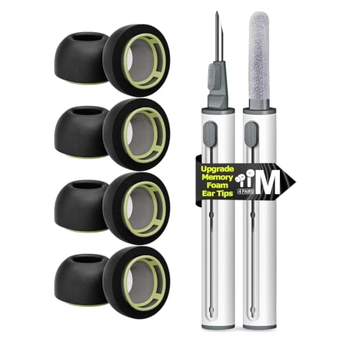 Image of 4 Pairs Medium Memory Foam Ear Tips for AirPods Pro 1st & 2nd Gen, No Silicone Eartips Pain, Better Noise Cancellation, Replacement Buds with 3 in 1 Cleaner Kit and Fit in Charging Case,Black