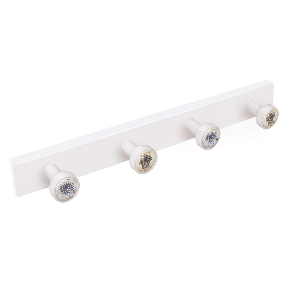 POMOLINE Appendiabiti da Parete Posti Laccata Bianco Lavanda Provenza Vintage Retro 485x50MM