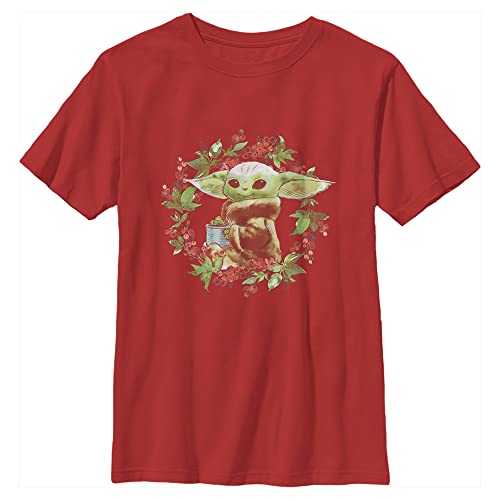 T-shirt Star Wars Mandalorian vêtement enfant rouge coton imprimé couronne de Noël
