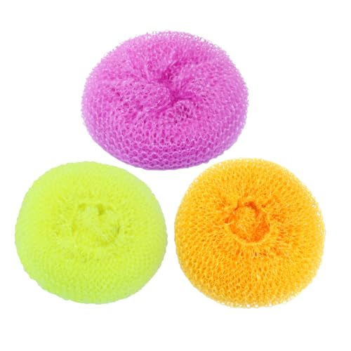 Verkelly 15 Pcs Plastic Dish Scrubbers, Nylon Scouring Pad Mesh Pot Scourers(Yellow+Pink+Orange)