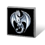 Broches de dragón plateado, alfileres de solapa cuadrados con insignia para mujeres y hombres.