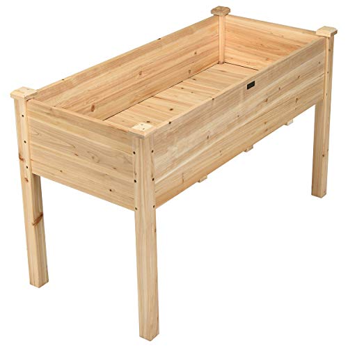 image for Giantex Raised Garden Bed, Wood Planter Box with Legs, Drain Holes, El