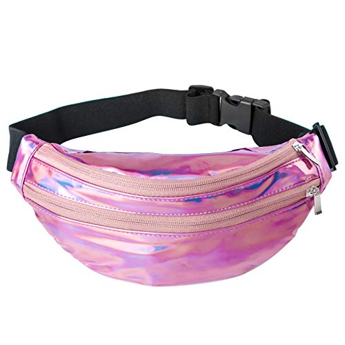 Filoto Neon Fanny Packs/Waist Bags with Adjustable Elastic Belt, Holographic Waist Pack