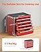 VEVOR Metal Tool Box, 8.6-inch, Portable Metal Tool Box with 5 Drawers, Small Tool Chest with EVA Liners and PP Feet Pads, Heavy-Duty Steel With Ball Bearing Opening and Powder Coated Finish, Red