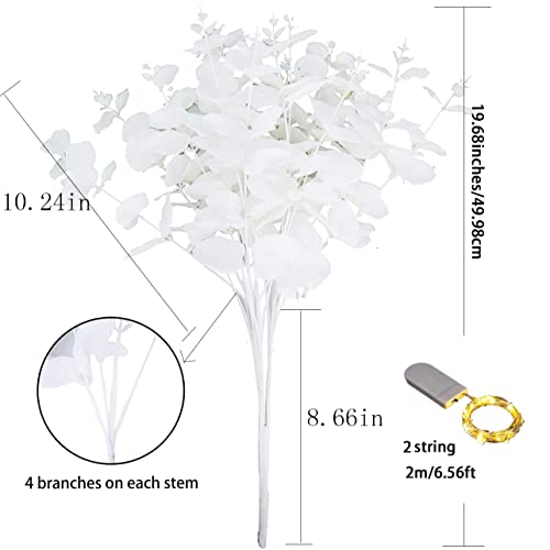 Wistart 4 Pack Artificial Eucalyptus Flowers Stems Faux Long Stem Fake Plants Flower Bouquet Silver Dollar Leaves For Halloween Wedding Garland Christmas Party Home Craft Decor #TOP1
