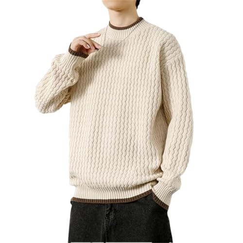 Dndrdhfb Men's O-Neck Sweater Solid Color Warm Sweater Business Casual Heart Neckline Pullover