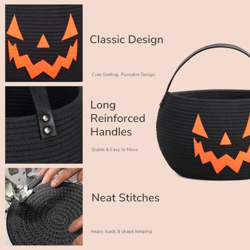 Image of Goodpick Pumpkin Basket, Boo Basket, Halloween Trick or Treat Bucket, Black