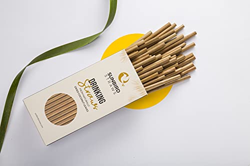 Image of SUNBIRD Coconut Leaf Drinking Straws, 100% Natural Straws, Organic, Biodegradable, Sustainable, Eco-Friendly Product(Diameter 8mm X Length 8 inch, Pack of 50 Straws)