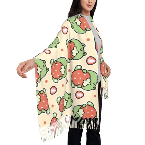 Frog Hold Strawberry Print Women's Scarf Pashmina Shawls and Wraps for Wedding Evening Party Long Warm Scarves3