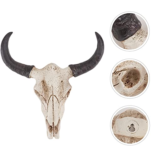 Imikeya DOGWM4X18SJ39R4R555DNU Halloween Cow Skull Decor: Realistic Statue Skeleton Animal Head Bull Head Skull Wall Hanging Art Home Wall Decor thumb #3