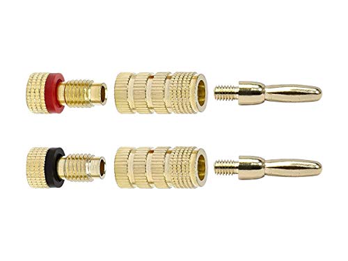 Monoprice 121822 24k Gold Plated Speaker Banana Plugs, Closed Screw Type (20 Pairs)