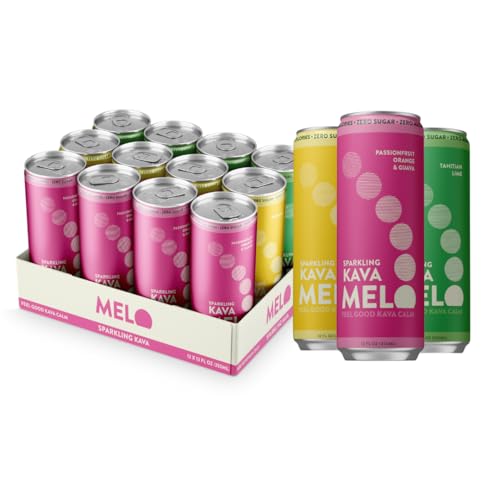 Melo Sparkling Kava Variety Pack 3 Flavors Zero Sugar 12oz 12 Pack