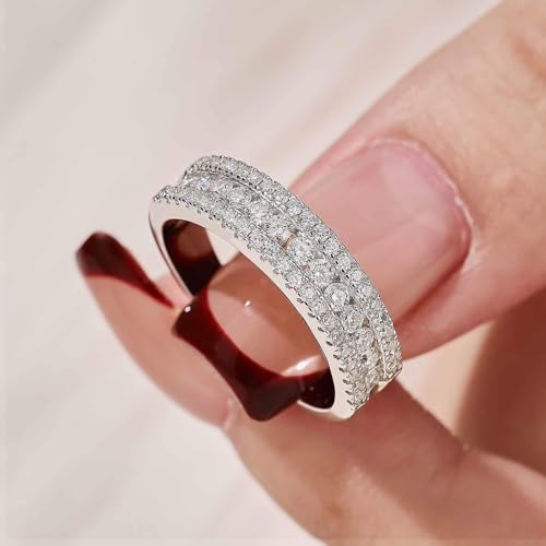 Moissanite Eternity Rings For Women D Color VVS1 Clarity Engagement Ring 925 Sterling Silver Sz 5-102