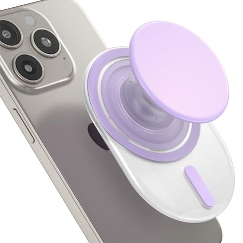 AUROX Magnetic Phone Grip Holder for Magsafe Phone Grips, Expandable Collapsible Grip Stand Holder with Kickstand for Magsafe Stand Compatible for iPhone 16 15 14 13 12 Series,Transparent Purple