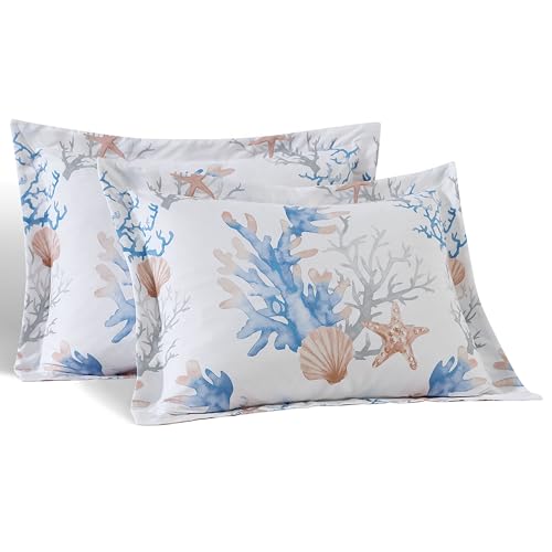 Caribbean Joe 3-Piece Full/Queen Comforter Set, Coastal Damask by CARIBBEAN JOE - Used condition - Image 4