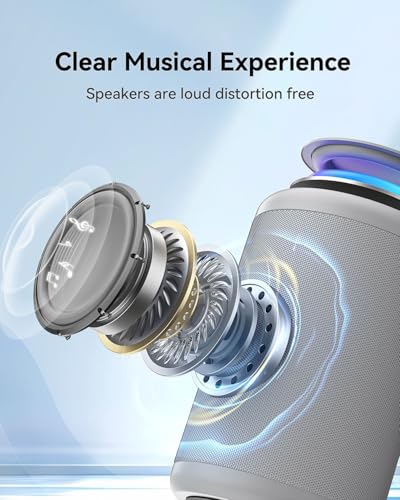 Image of LENRUE Small Portable Bluetooth Speaker with Lights, TWS Stereo Surround Sound, Type C Powered, Bluetooth 5.3, AUX TF Card Input, Wireless for Outdoor Home, Coolest Gifts | TWS Stereo Surround Sound, Type C Powered, Bluetooth 5.3, AUX TF Card Input, Wireless for Outdoor Home