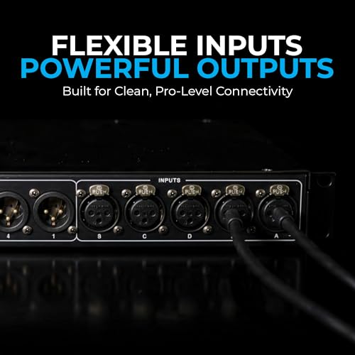 Procesador de Audio DSP Matrix System 4 entradas y 8 salidas XLR, Mezclador de Gestión Controlado por Computadora, Sistema Matricial con Filtros Paramétricos, Crossover y Limitador de Picos miniatura 3
