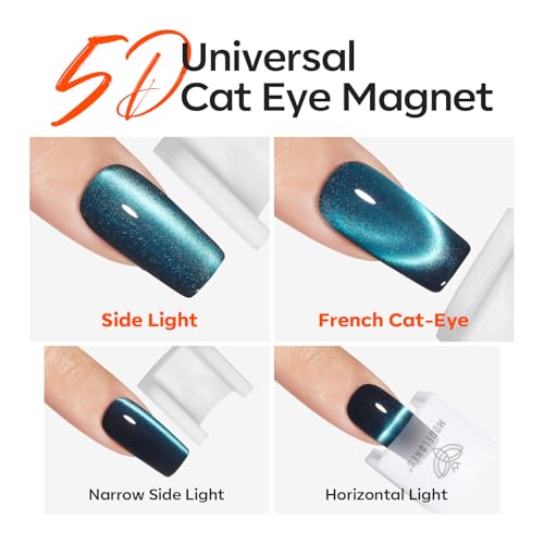 Image of modelones Cat Eye Magnet for Nail Polish Gel Polish, 5D Aura French Glass Bead Multi Cateye Effect Beginner Friendly Strong Magnetic Tool Home DIY Nail Art Design Manicure Gift for Women