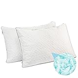 YZRL 2 Pack Shredded Memory Foam Pillow for Sleeping with Bamboo Washable Zippered Cover, Adjustable...