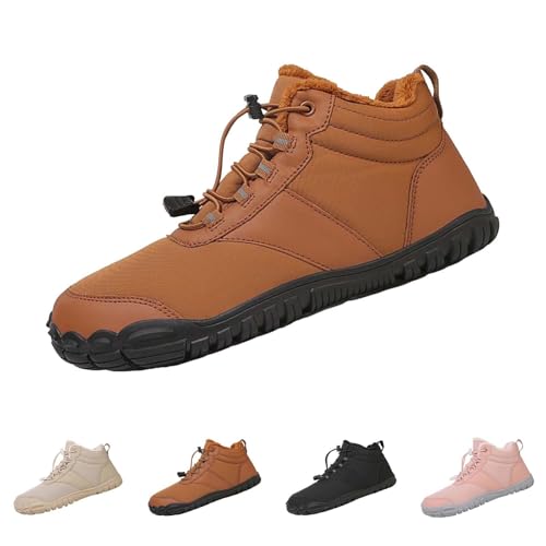 Generisch Zapatos descalzos para hombre, algodón, botines de invierno, forrados, cálidos, antideslizantes, botas de nieve, puntera ancha, zapatos descalzos, unisex, botas de invierno, botas de