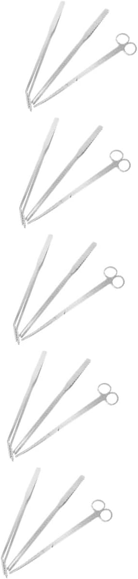 BESPORTBLE 5 Sets Stainless Steel Fish Tank Cleaning Kit Complete Aquascaping Tools Set Includes Tweezers Grass Trimmer Scissor for Glass Aquariums