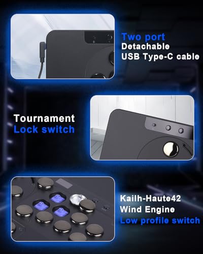 Image of Haute42 Leverless Controller for Arcade Gaming: X1 Low Profile - Three Removable Modules - Extra Large Form Factor - Ambient Backlight - Tournament Lock Switch Controller for PC /PS4 /PS3 /Switch /Xbox