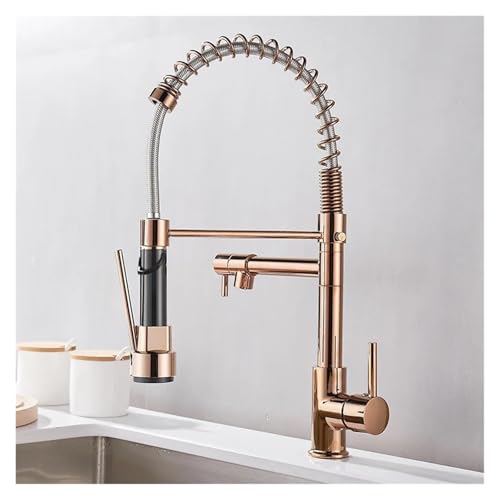 Robinet mitigeur à ressort noir pour évier de cuisine avec eau chaude et froide