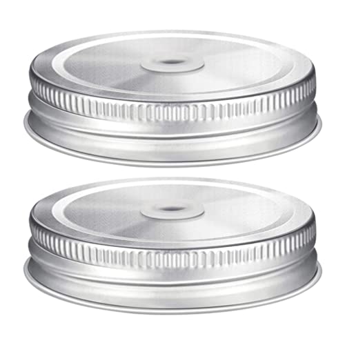 Lot de 2 couvercles en verre avec trou de paille Mason Couvercle d'étanchéité supérieur pour bocaux de conservation en verre Couvercle hermétique Secure 70 mm