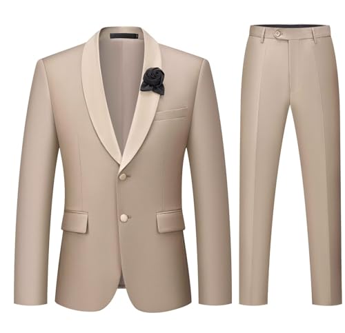Men's Suits Slim Fit 2 Piece Suit Two-Button Shawl Lapel Blazer Elegant Formal Wedding Business Tuxedo2