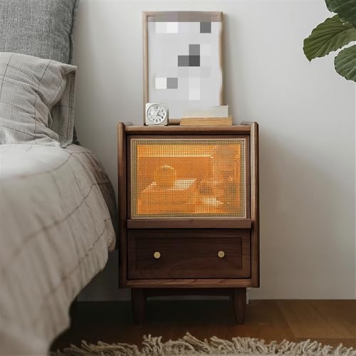 Wood Bedside Table with Sensor Light Side Table with 2