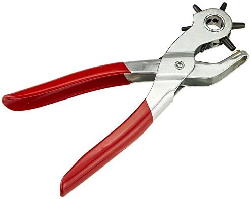 Punches Crafts Leather Hand Pliers Tools Hobbies Treatments 6 Sized 9" Heavy Duty Leather Hole Punch Hand Plier Belt Holes Revolving Punches Planners Carbon Steel 1Pcs