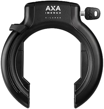 AXA Imenso XL Retractable Ring Lock Bike Lock, Heavy-Duty Anti Theft Frame Lock for Bicycles, Extra-Large Opening for Wide Tires, Key-Operated Security for Scooter, Electric Bikes, City Bikes